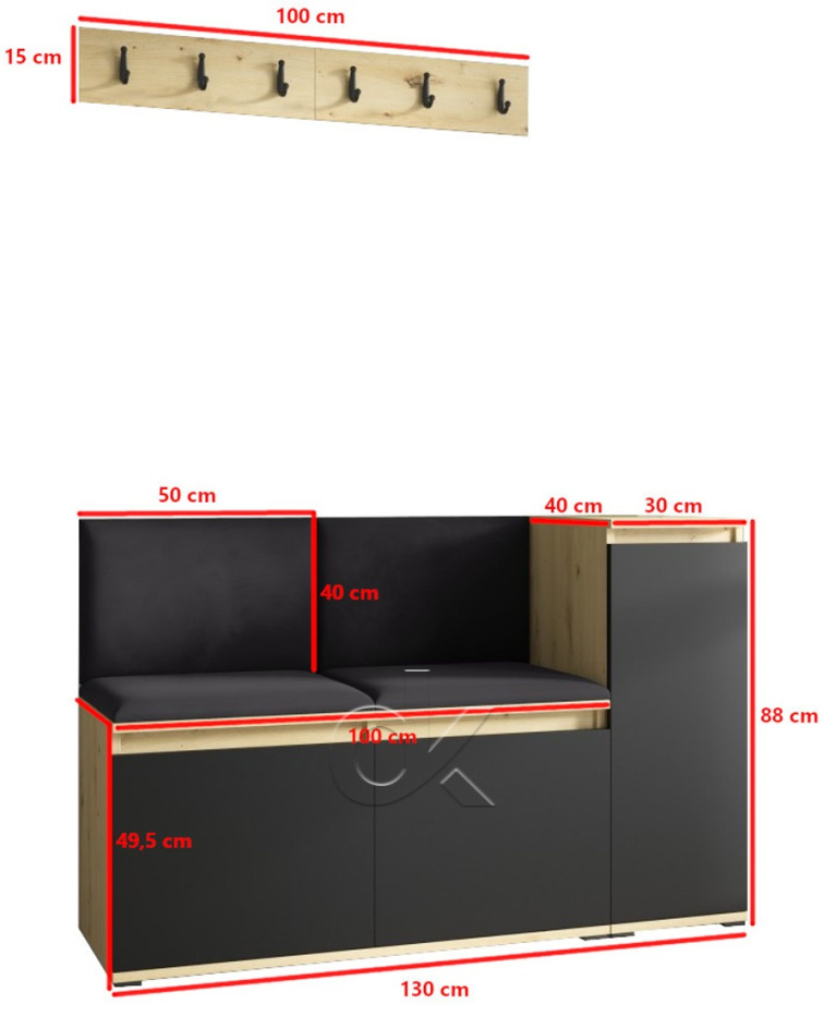 Předsíňová stěna Emi 25 - dub/černá