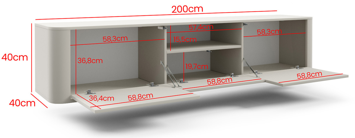 Televizní stolek 200 cm kašmír - Norvik