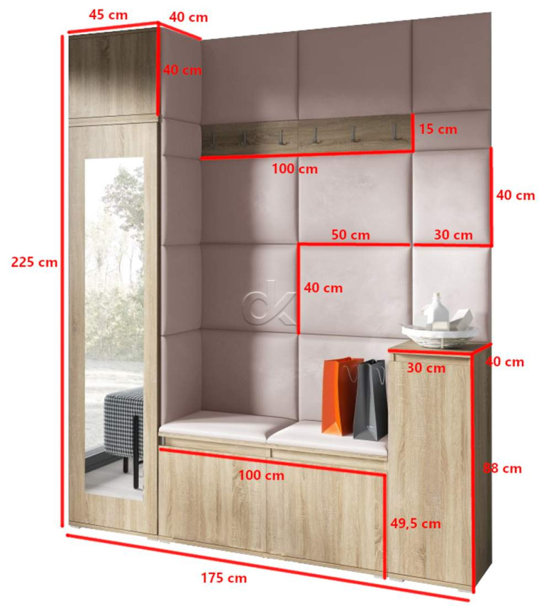 Předsíňová stěna Emi 29 - sonoma