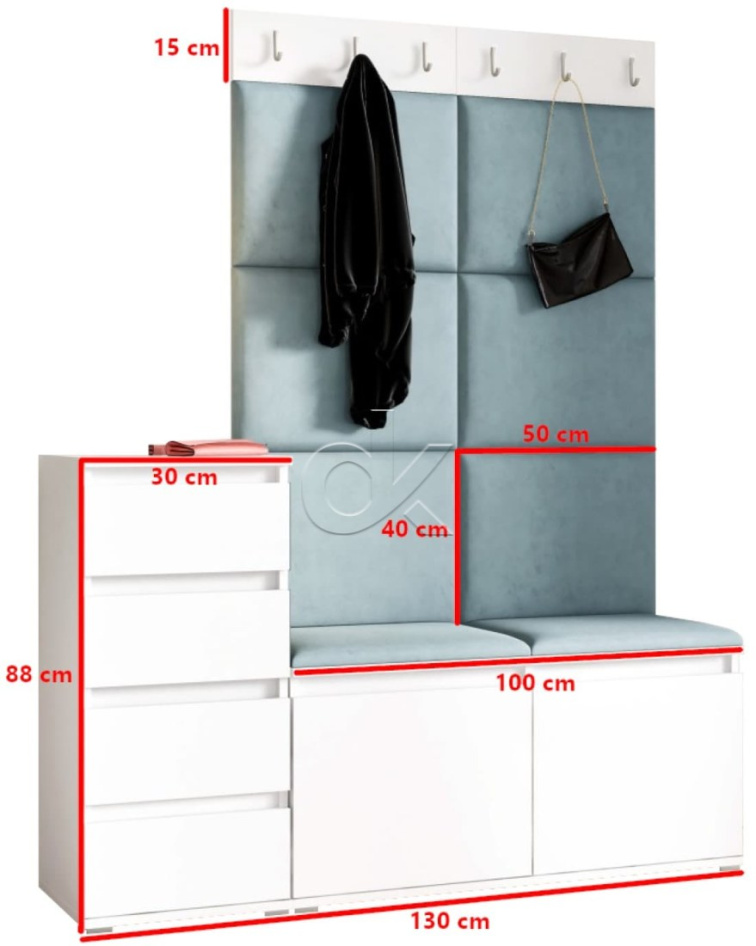 Předsíňová stěna Emi 34 - bílá