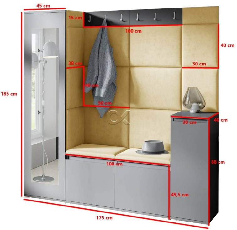 Předsíňová stěna Emi 28 - grafit