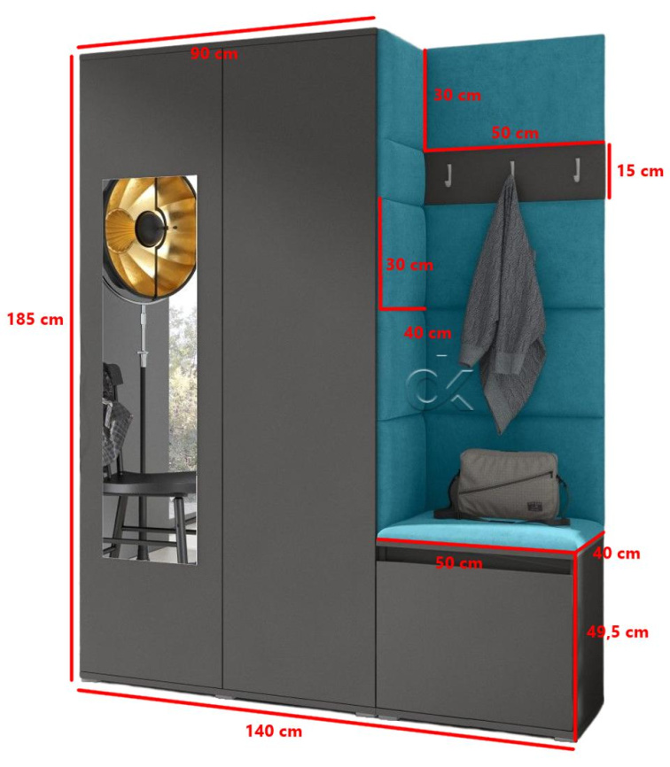 Předsíňová stěna Emi 11 - grafit