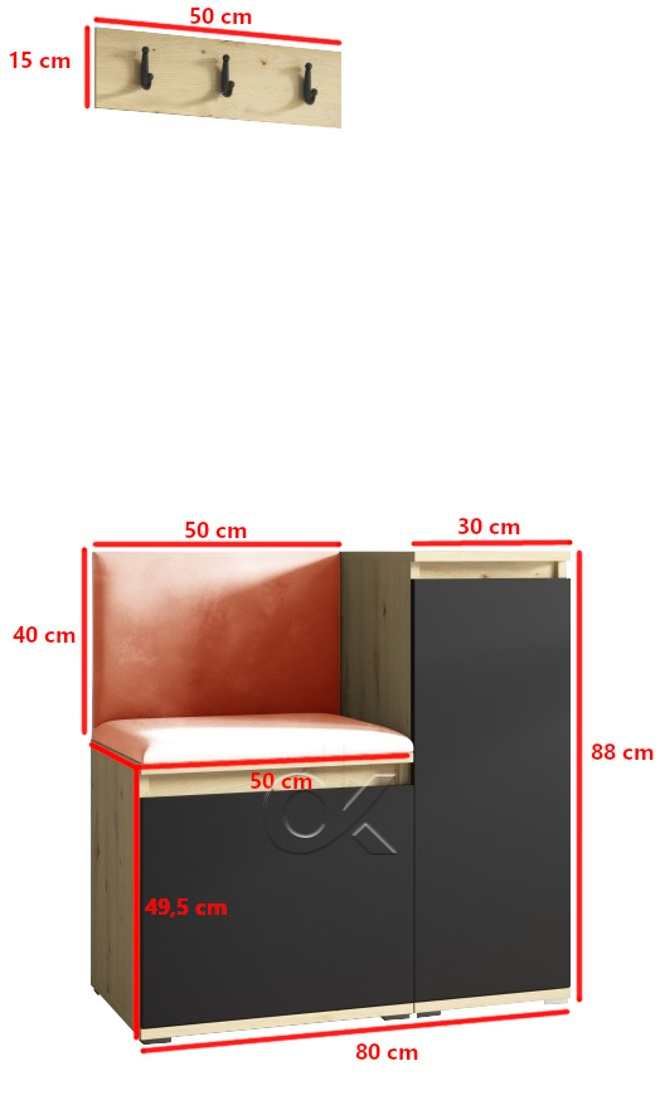 Předsíňová stěna Emi 30 - dub/černá