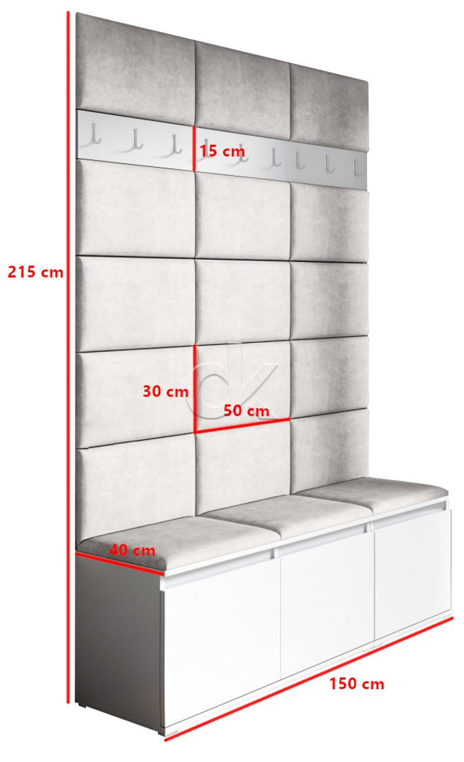 Předsíňová stěna Emi 6 - bílá