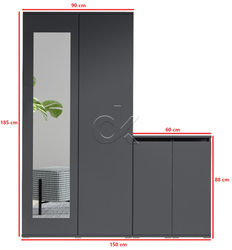 Předsíňová stěna Emi 24 - grafit