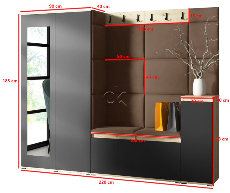Předsíňová stěna Emi 27 - dub/černá