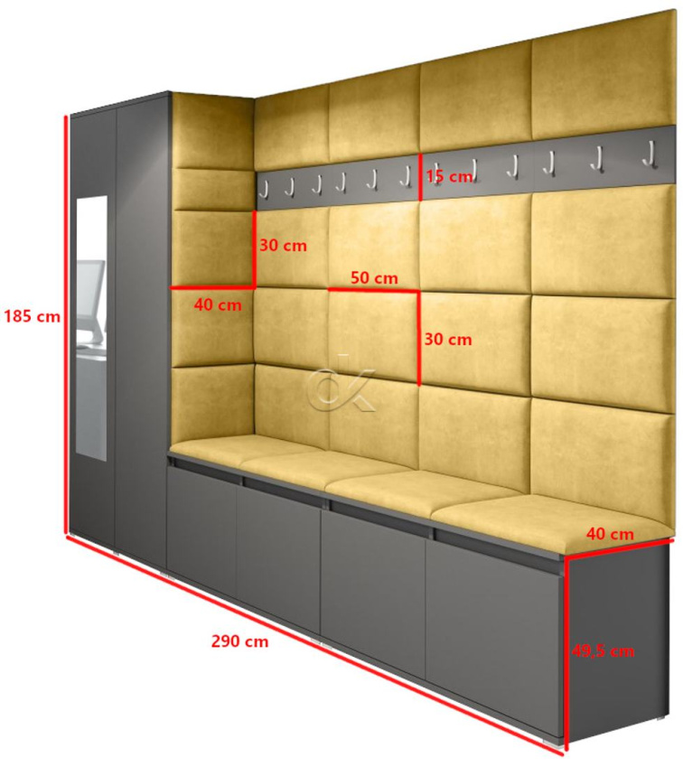 Předsíňová stěna Emi 9 - grafit