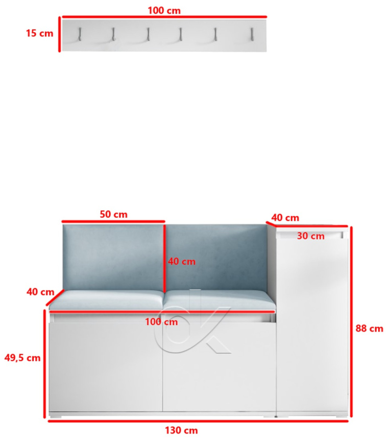 Předsíňová stěna Emi 25 - bílá
