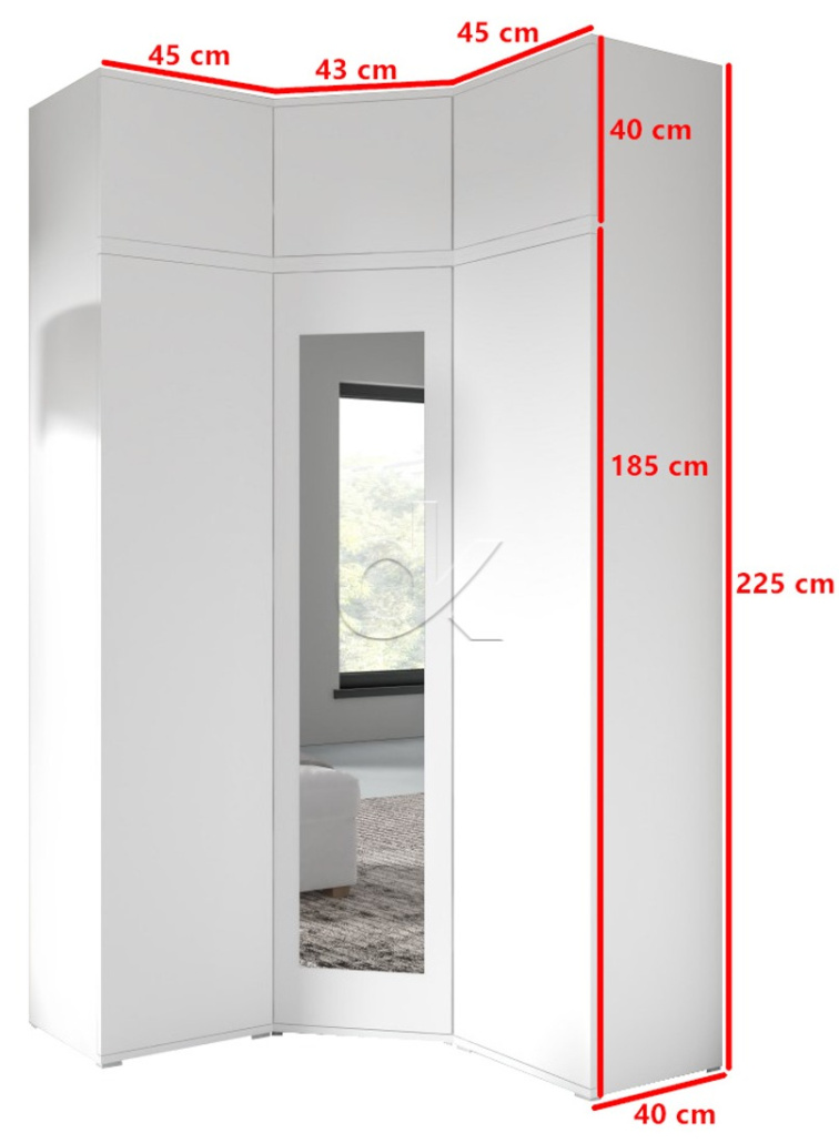 Rohová skříň Emi 41 - bílá