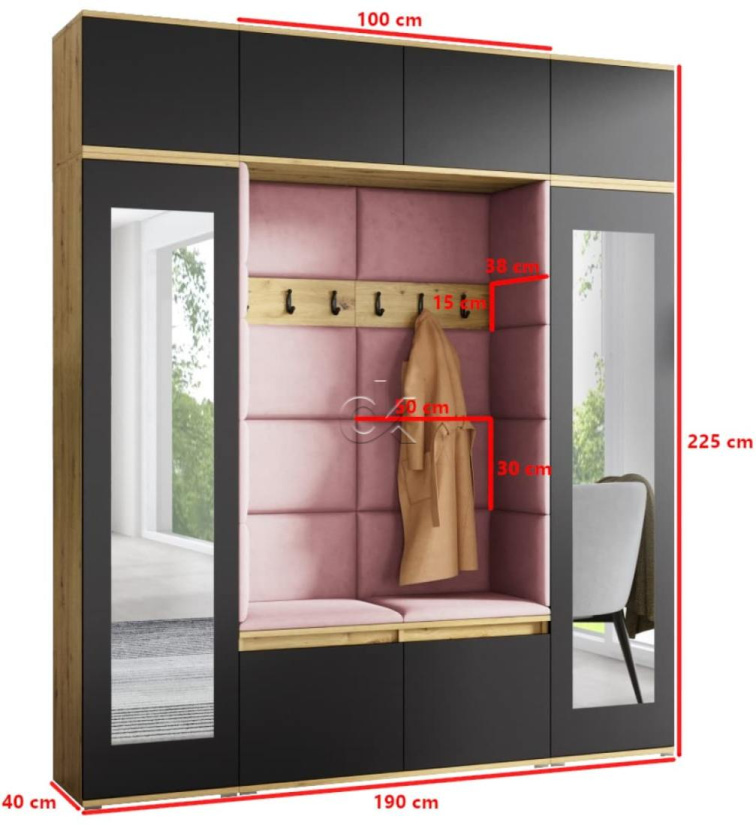 Předsíňová stěna Emi 32 - dub/černá