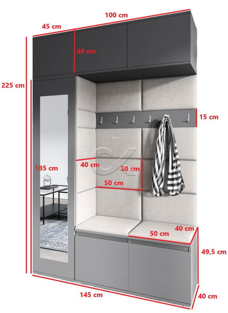 Předsíňová stěna Emi 21 - grafit