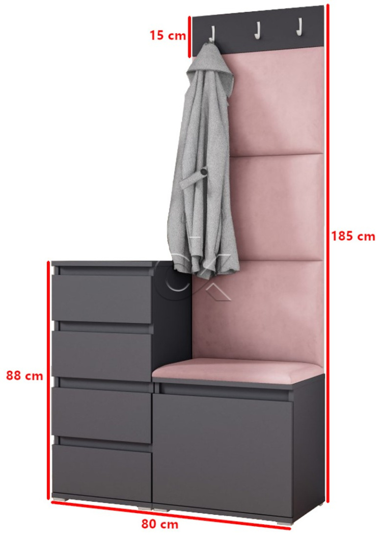 Předsíňová stěna Emi 36 - grafit