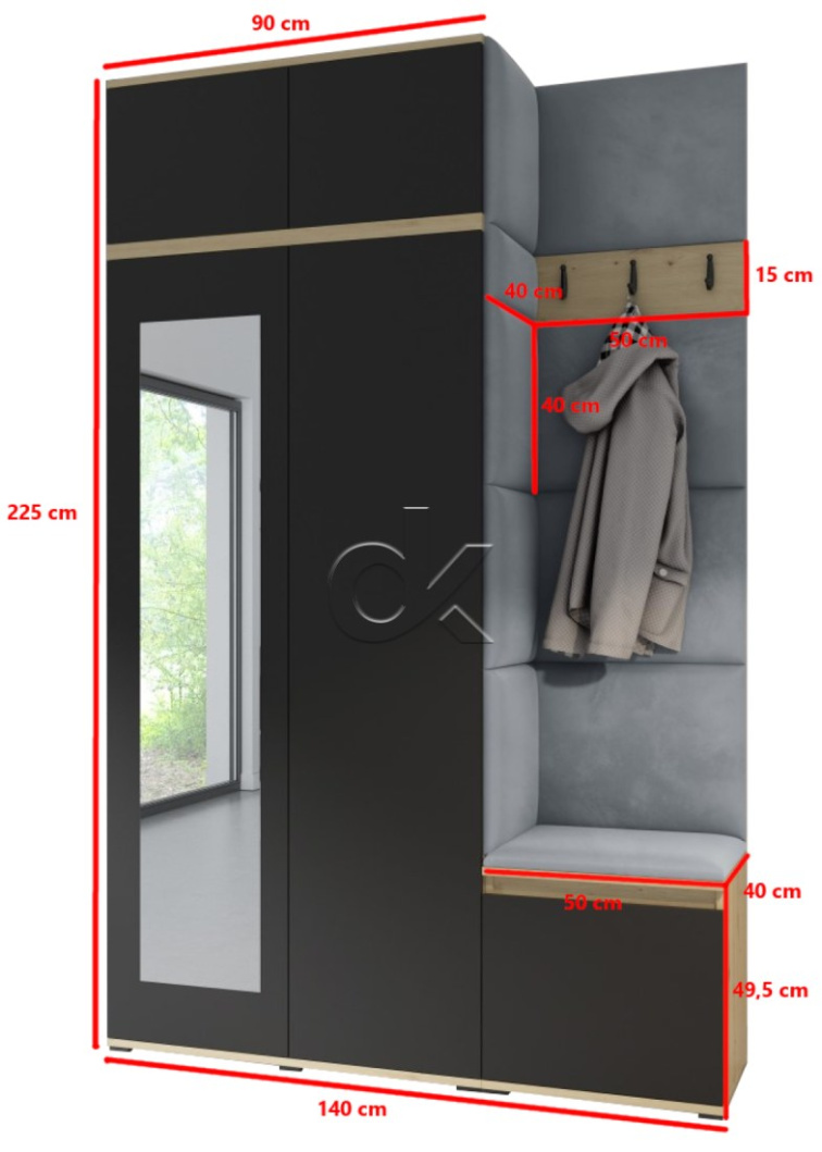 Předsíňová stěna Emi 20 - dub/černá