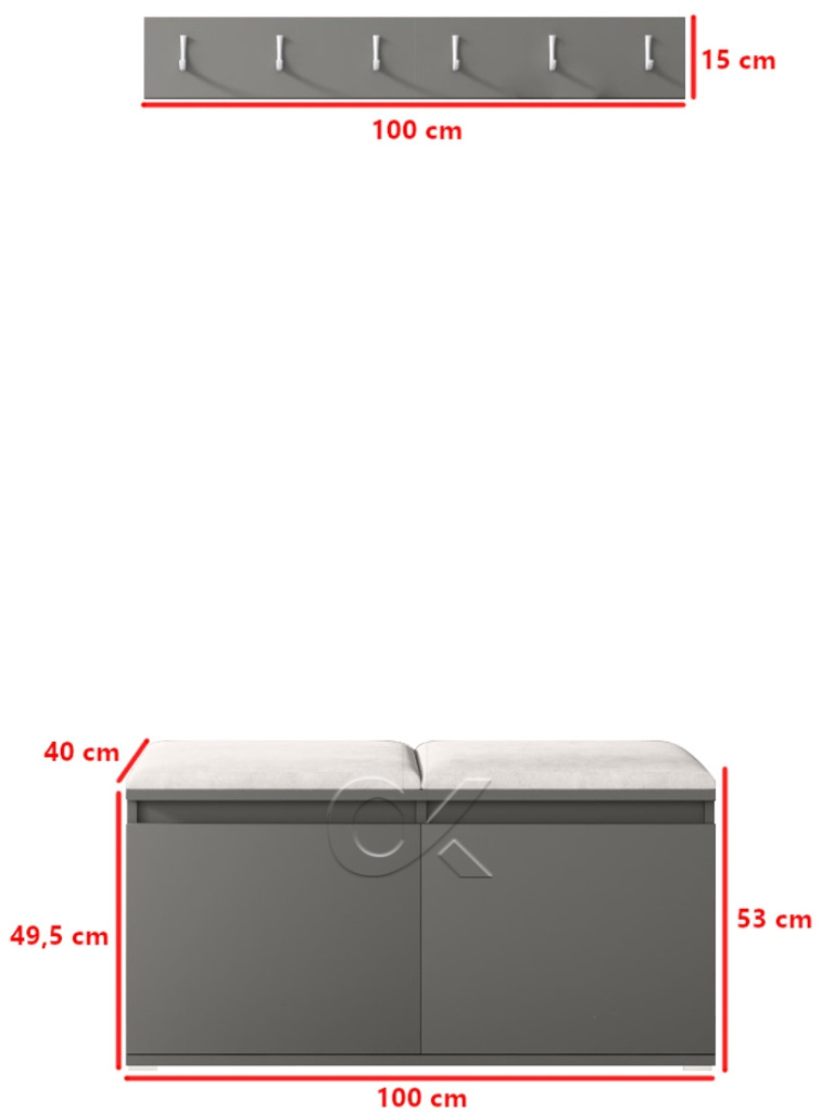 Předsíňová stěna Emi 5 - grafit
