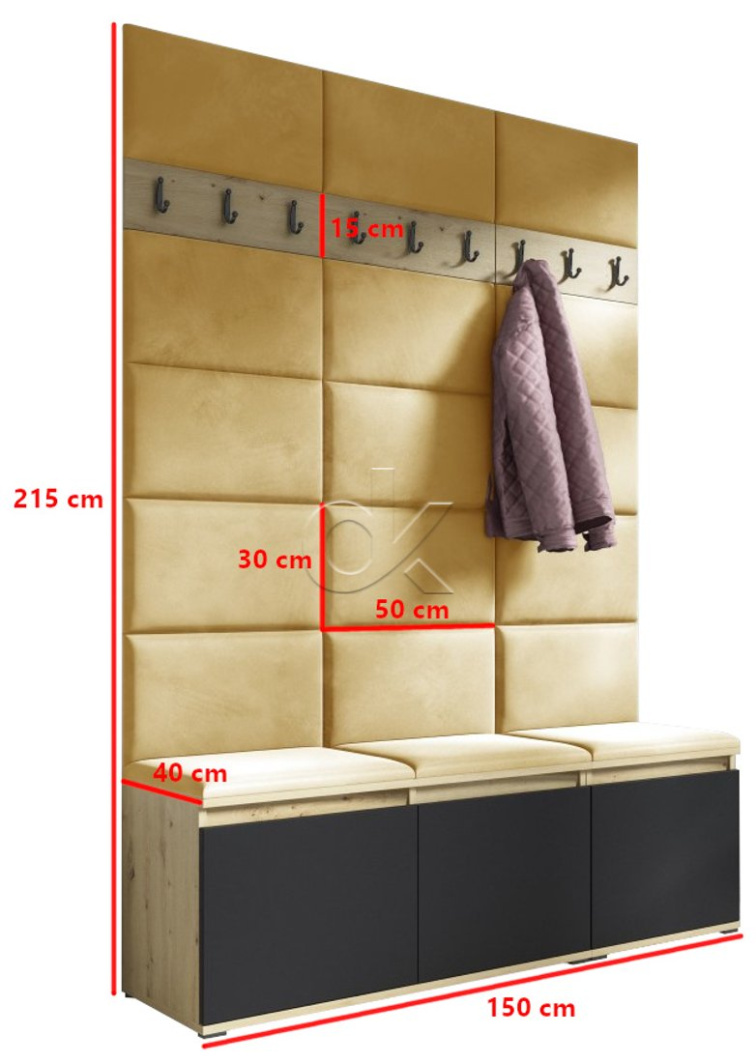 Předsíňová stěna Emi 6 - dub/černá