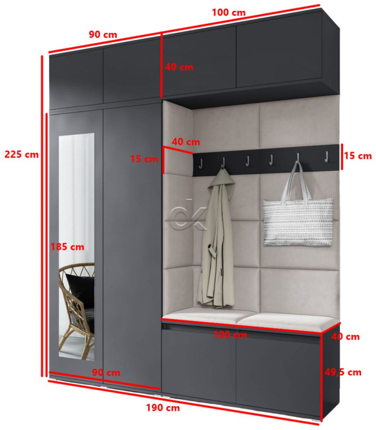 Předsíňová stěna Emi 16 - grafit