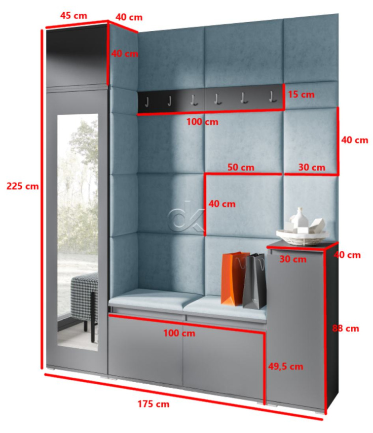 Předsíňová stěna Emi 29 - grafit