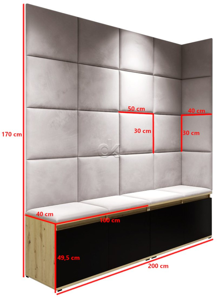 Předsíňová stěna Emi 3 - dub/černá