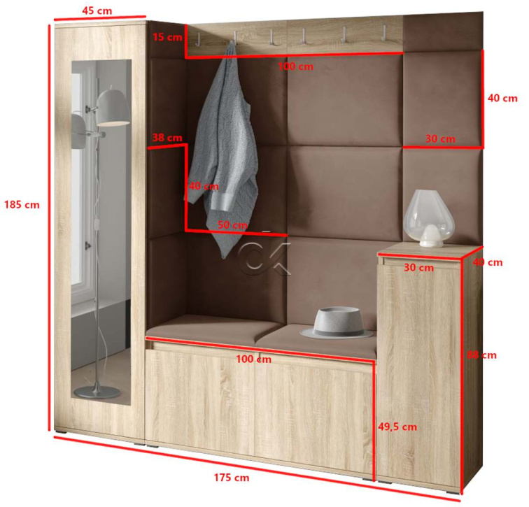 Předsíňová stěna Emi 28 - sonoma