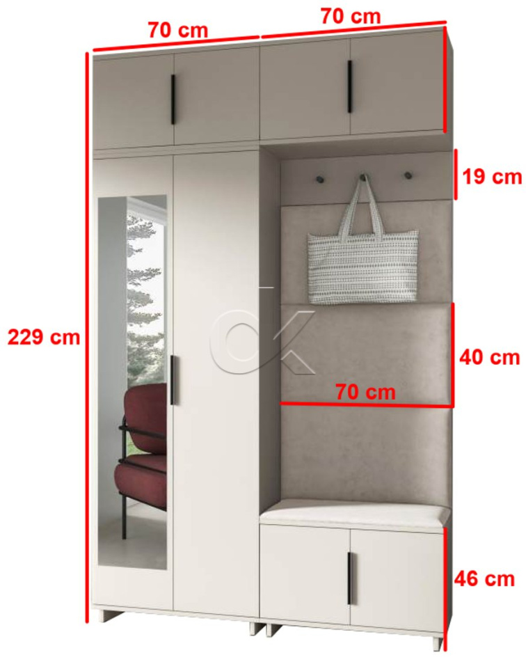 Předsíňová stěna Bianco 1 - U/6