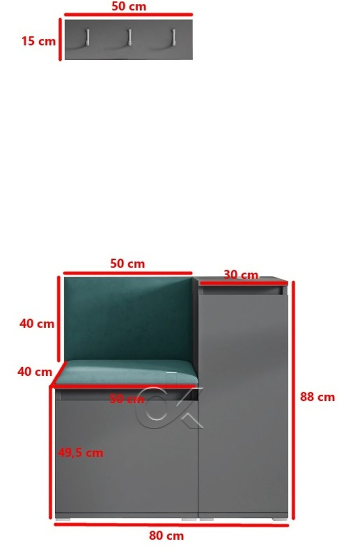 Předsíňová stěna Emi 30 - grafit