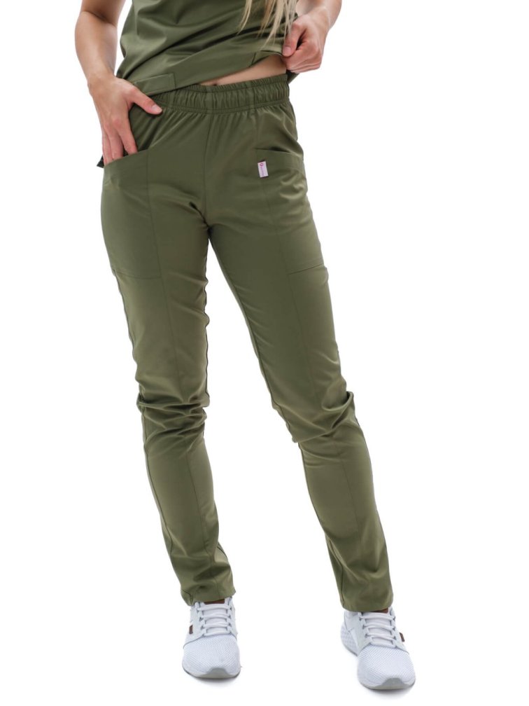 Orvosi nadrág SISI SATTÉ Slim Olívazöld