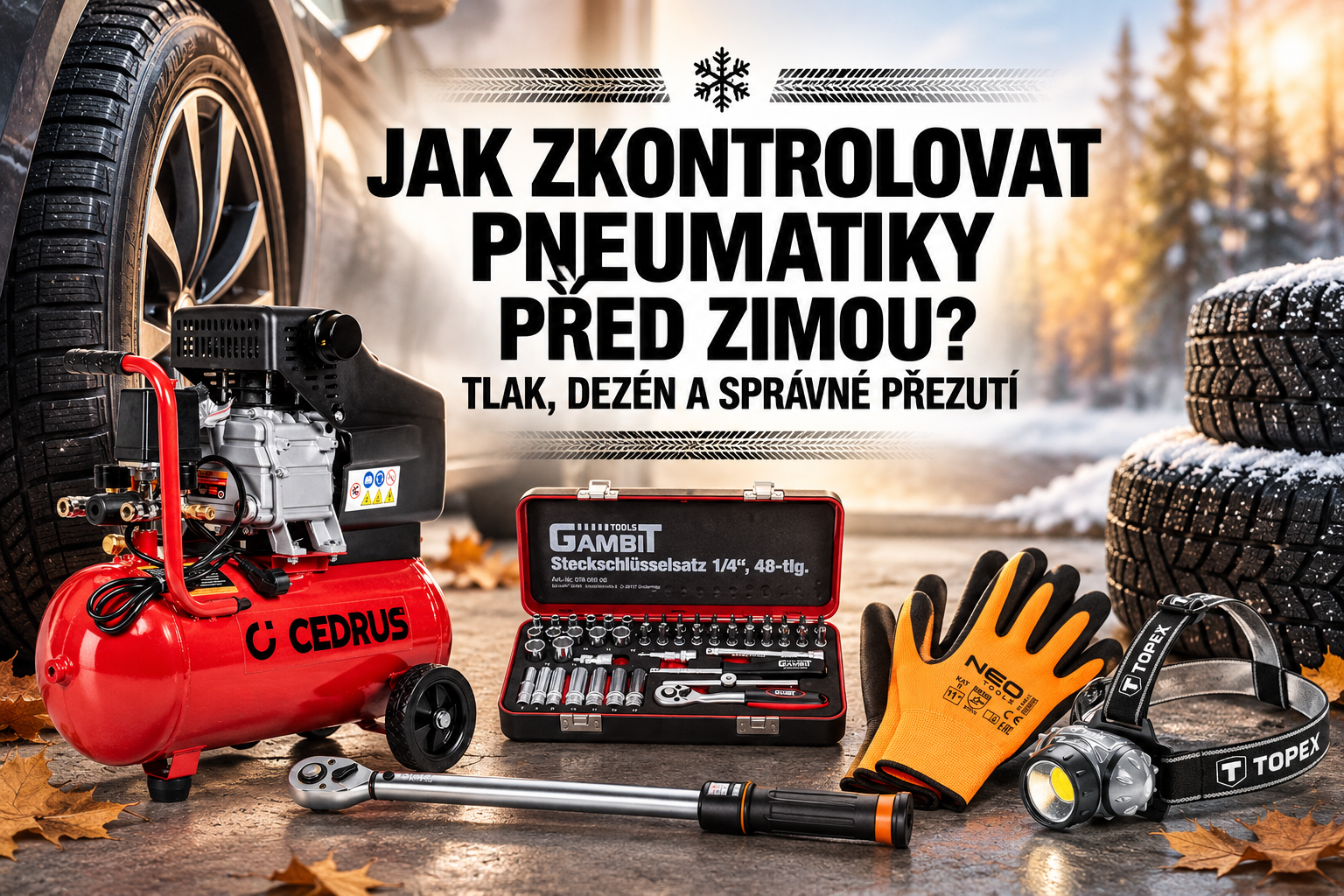 Jak zkontrolovat pneumatiky před zimou? Tlak, dezén a správné přezutí