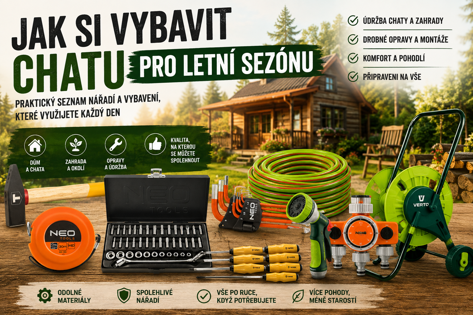 Jak si vybavit chatu pro letní sezónu: praktický seznam nářadí a vybavení