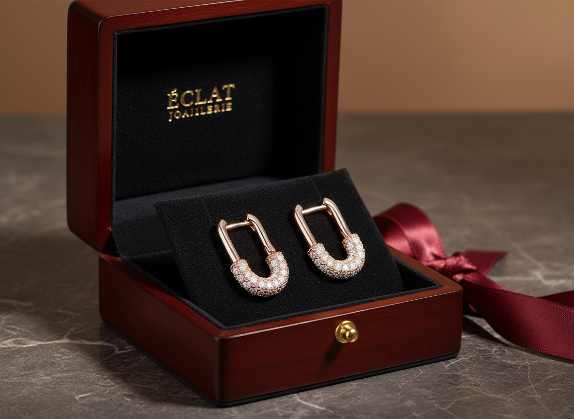 4710 MINET Luxusní rosegold stříbrné náušnice se zirkony