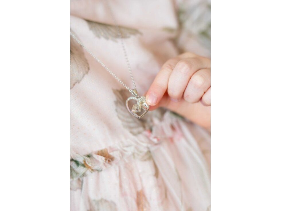 1915 MINET Stříbrný náhrdelník dívka s koněm a bílými zirkony