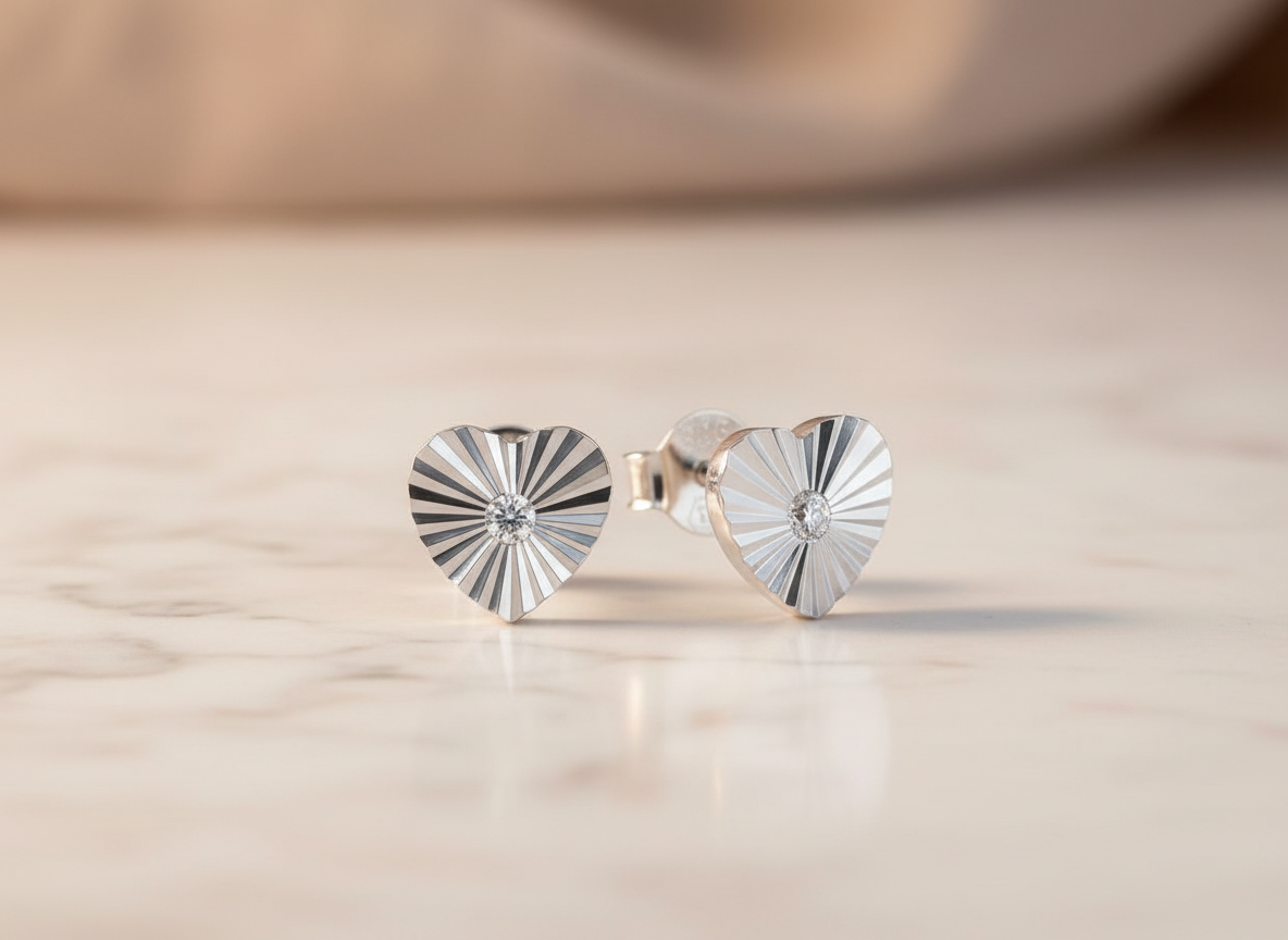 4713 MINET Decentní stříbrné náušnice srdíčka se zirkony