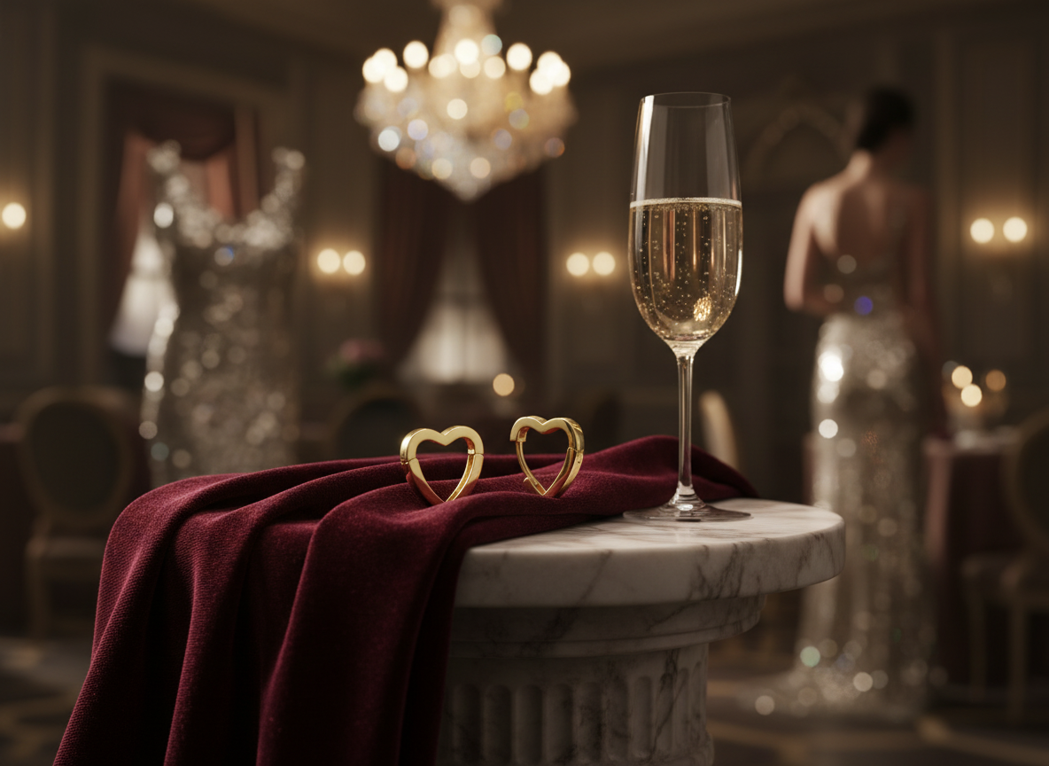 0234 MINET Elegantní pozlacené stříbrné náušnice srdce