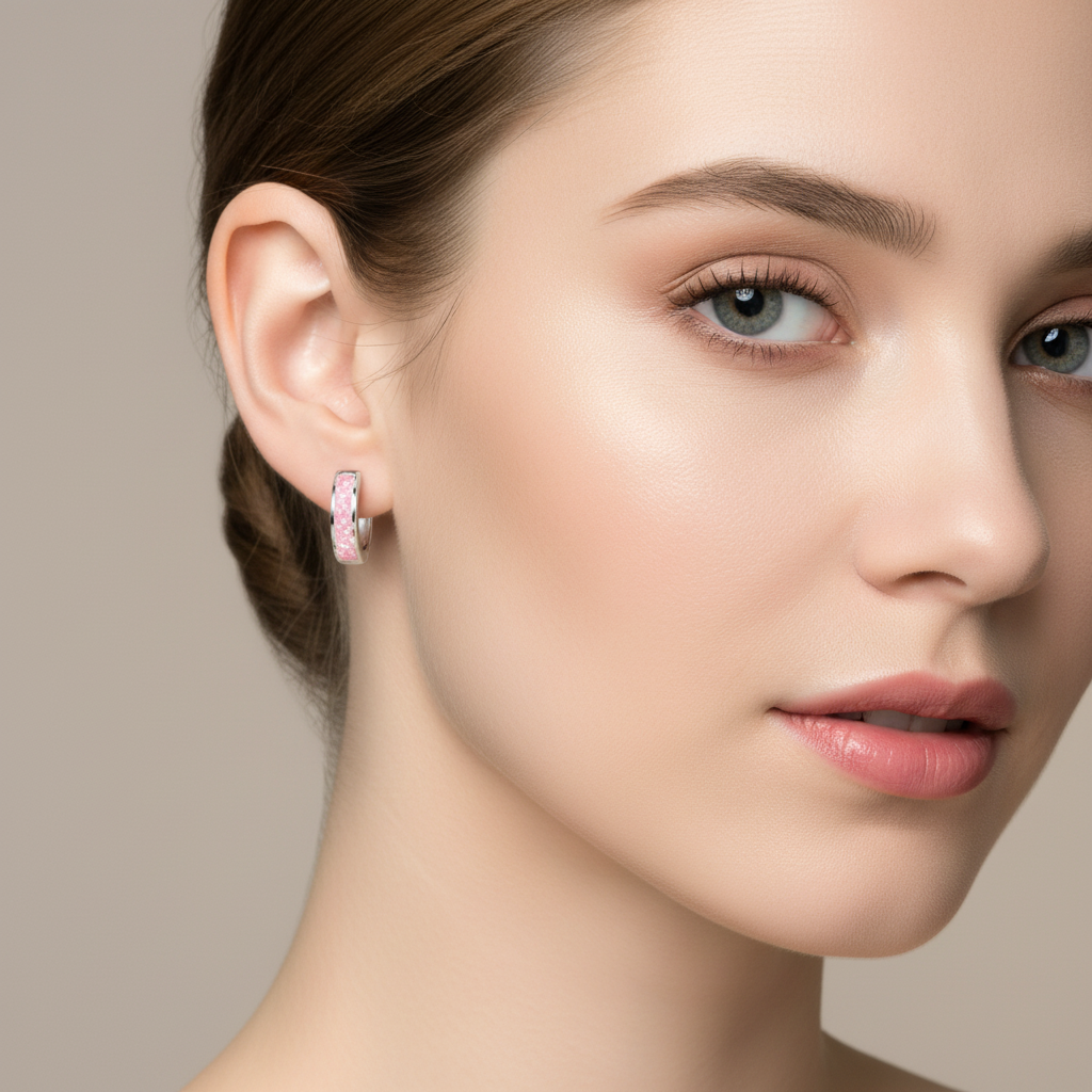 4724 MINET Elegantní stříbrné náušnice s růžovým opálem