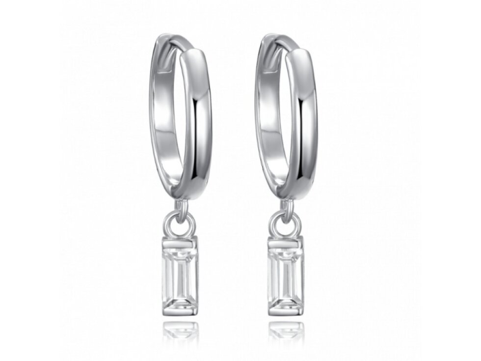 1554 MINET Stříbrné náušnice kroužky s visícími bílými zirkony