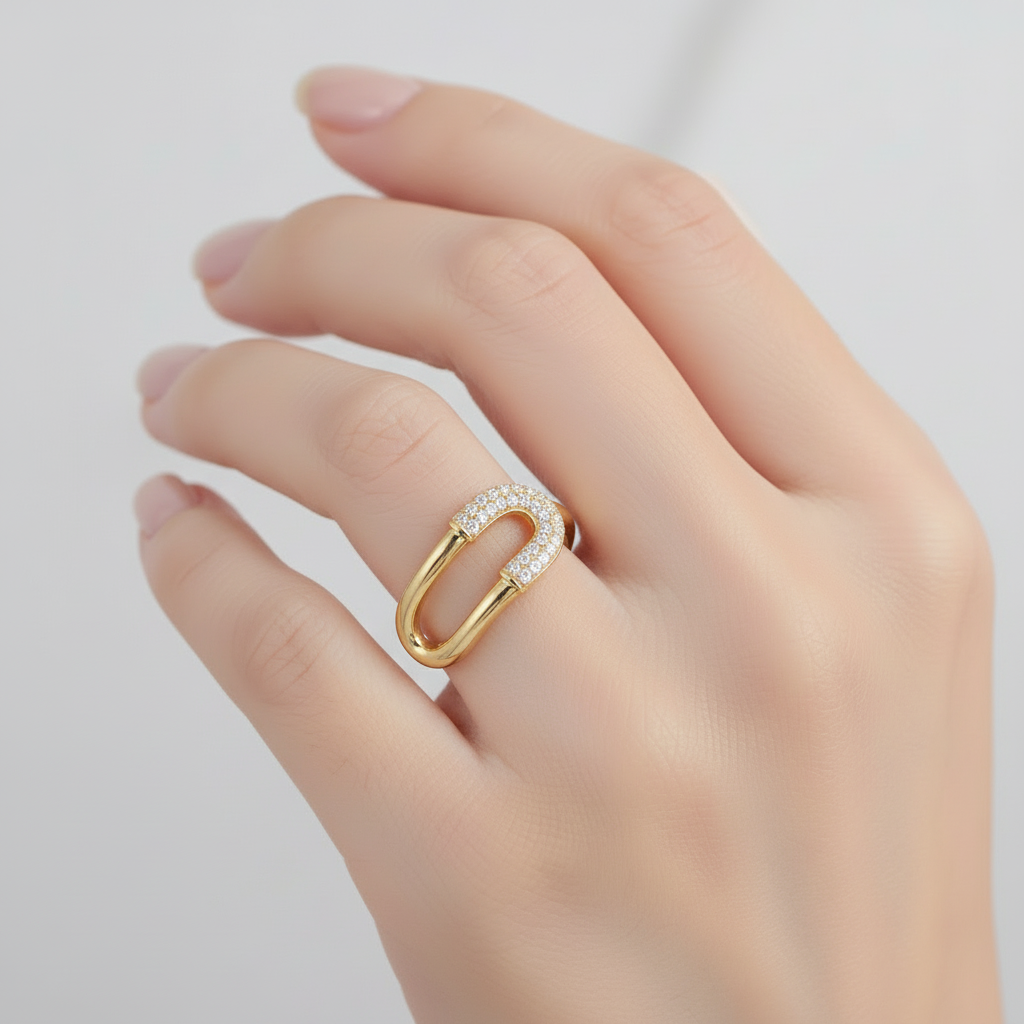 4699 MINET Luxusní pozlacený stříbrný prsten se zirkonem