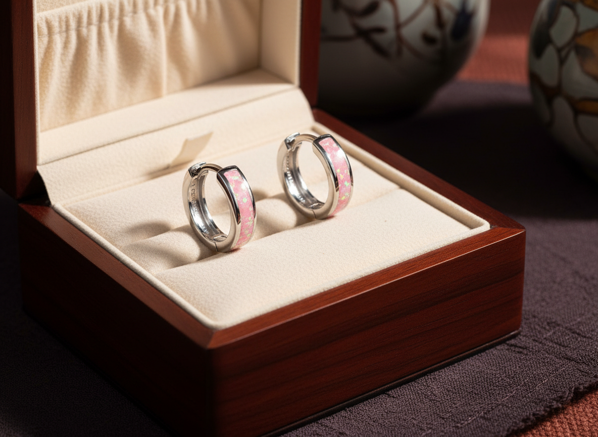 4724 MINET Elegantní stříbrné náušnice s růžovým opálem