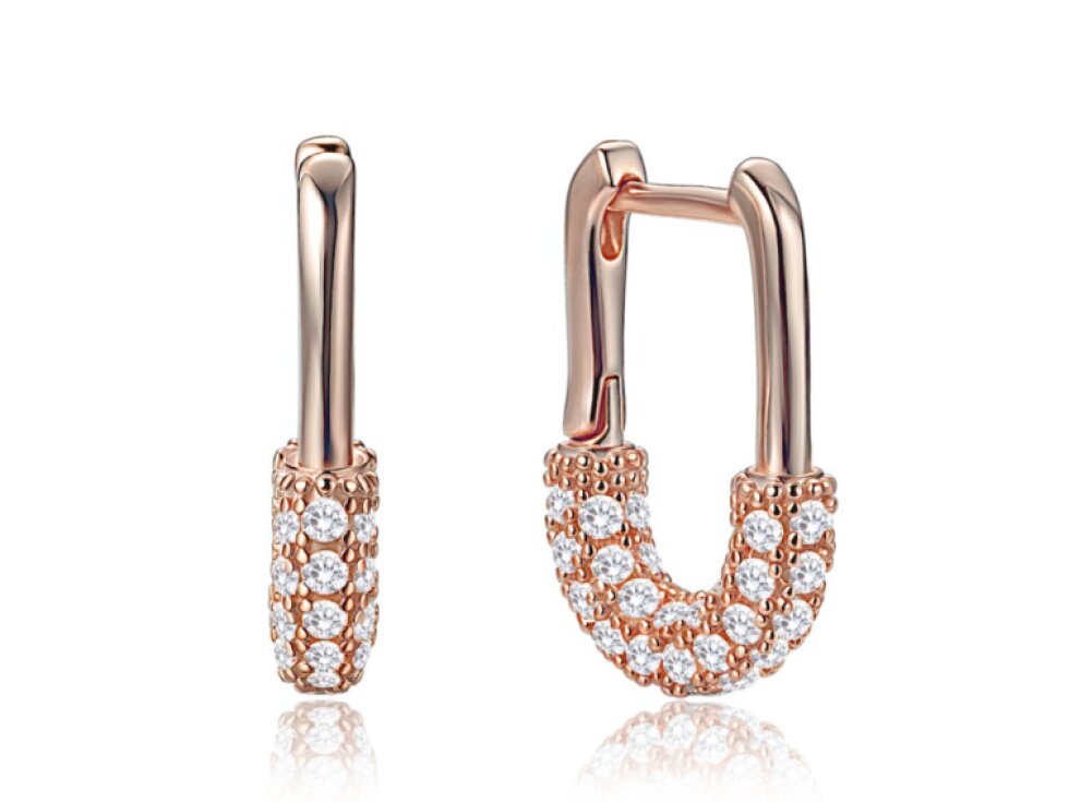 4710 MINET Luxusní rosegold stříbrné náušnice se zirkony