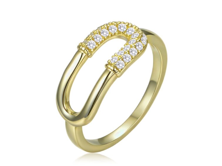 4699 MINET Luxusní pozlacený stříbrný prsten se zirkonem