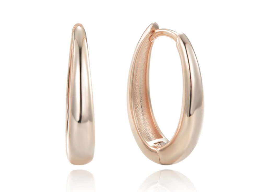 0665 MINET Minimalistické rose gold stříbrné náušnice silné kroužky