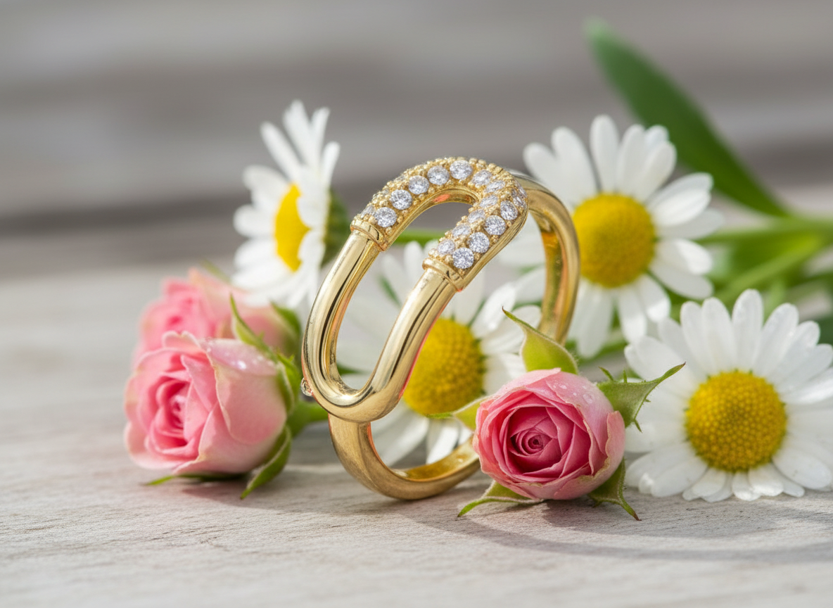 4699 MINET Luxusní pozlacený stříbrný prsten se zirkonem