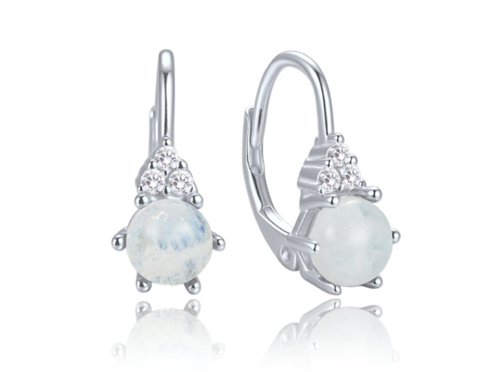 4712 MINET Elegantní stříbrné náušnice s měsíčním kamenem a zirkony