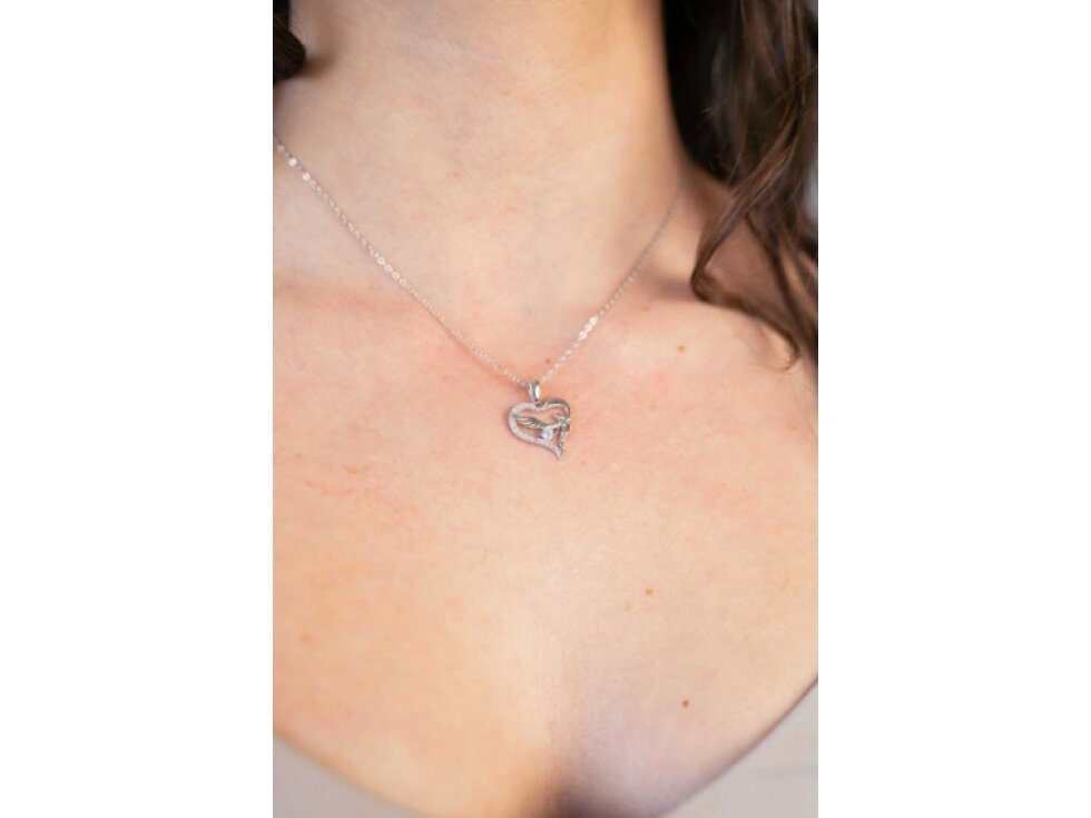 1872 MINET Stříbrný náhrdelník ANDĚL se zirkonem