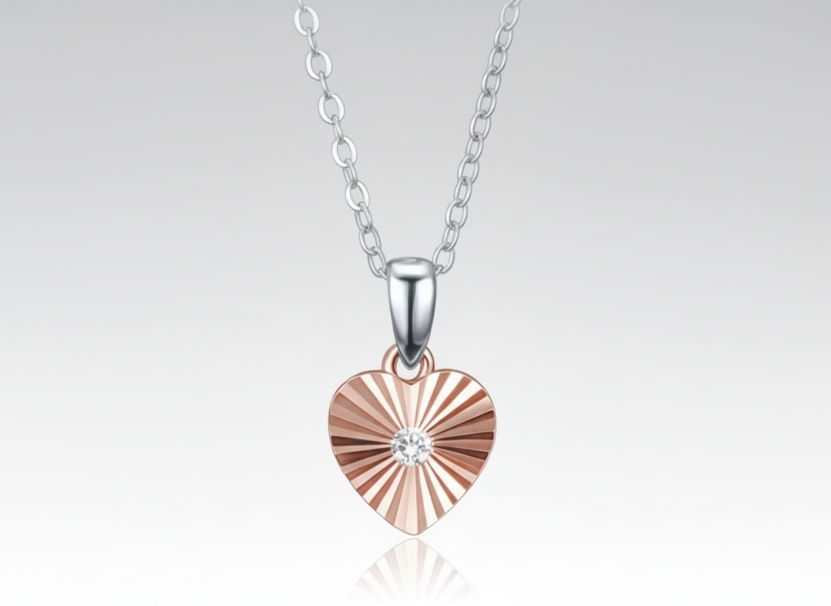 4700 MINET Decentní rosegold stříbrný náhrdelník srdce se zirkonem