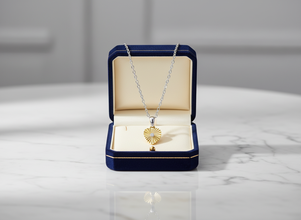 4701 MINET Decentní pozlacený stříbrný náhrdelník srdce se zirkonem