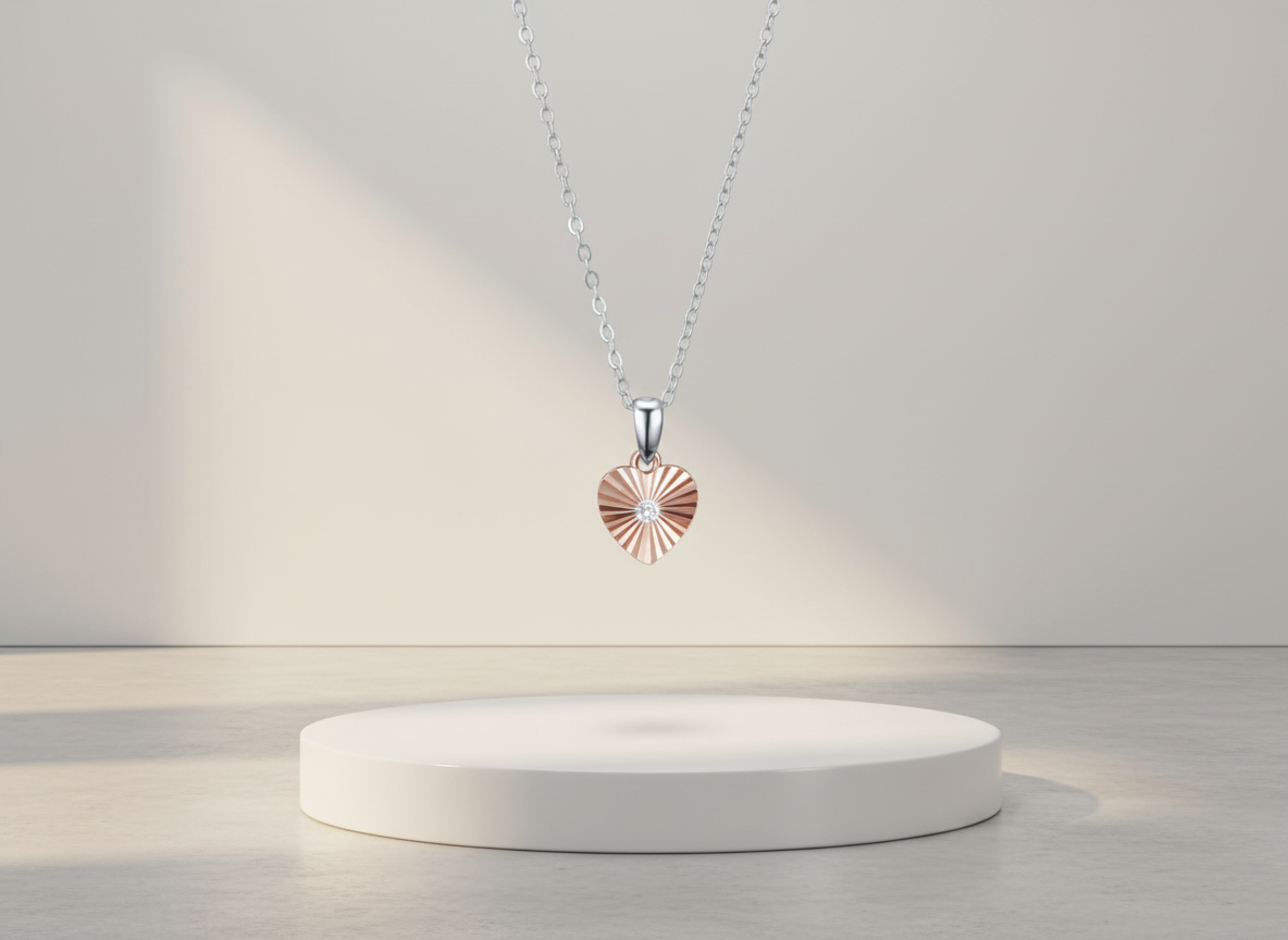 4700 MINET Decentní rosegold stříbrný náhrdelník srdce se zirkonem