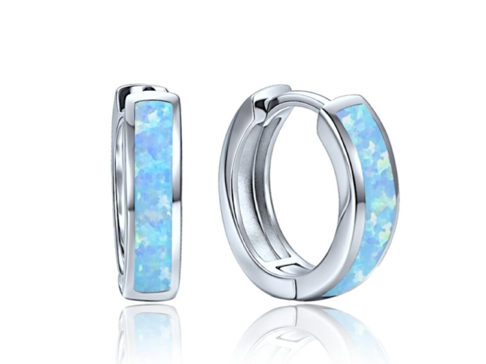 4716 MINET Elegantní stříbrné náušnice s modrým opálem