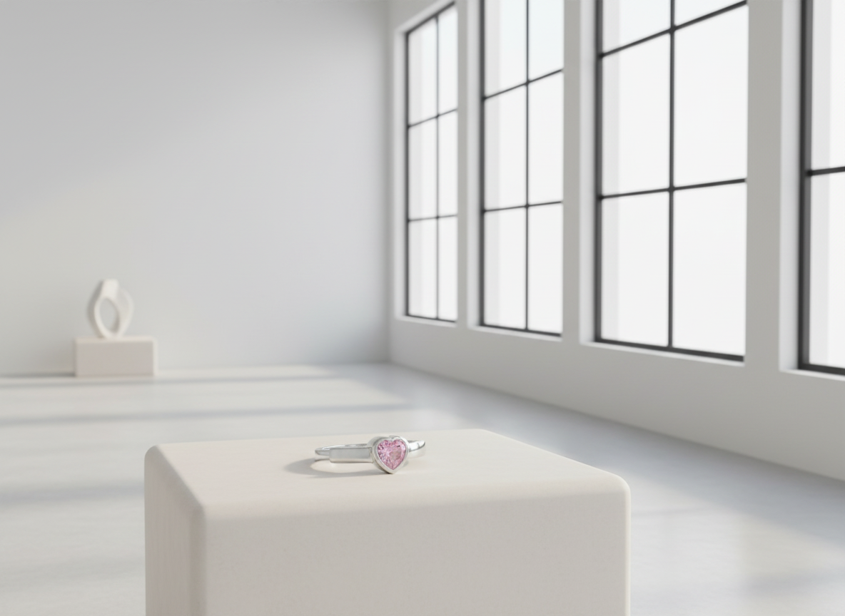 4708 MINET Decentní stříbrný prsten srdce s růžovým zirkonem