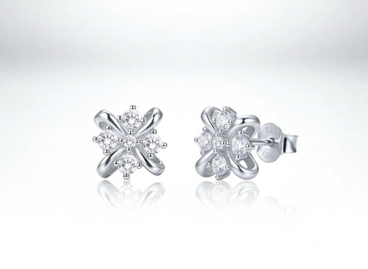 4721 MINET Elegantní stříbrné náušnice s bílými zirkony