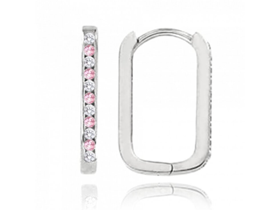 0876 MINET Náušnice z bílého zlata obdélníky se zirkony Au 585/1000 1,45g