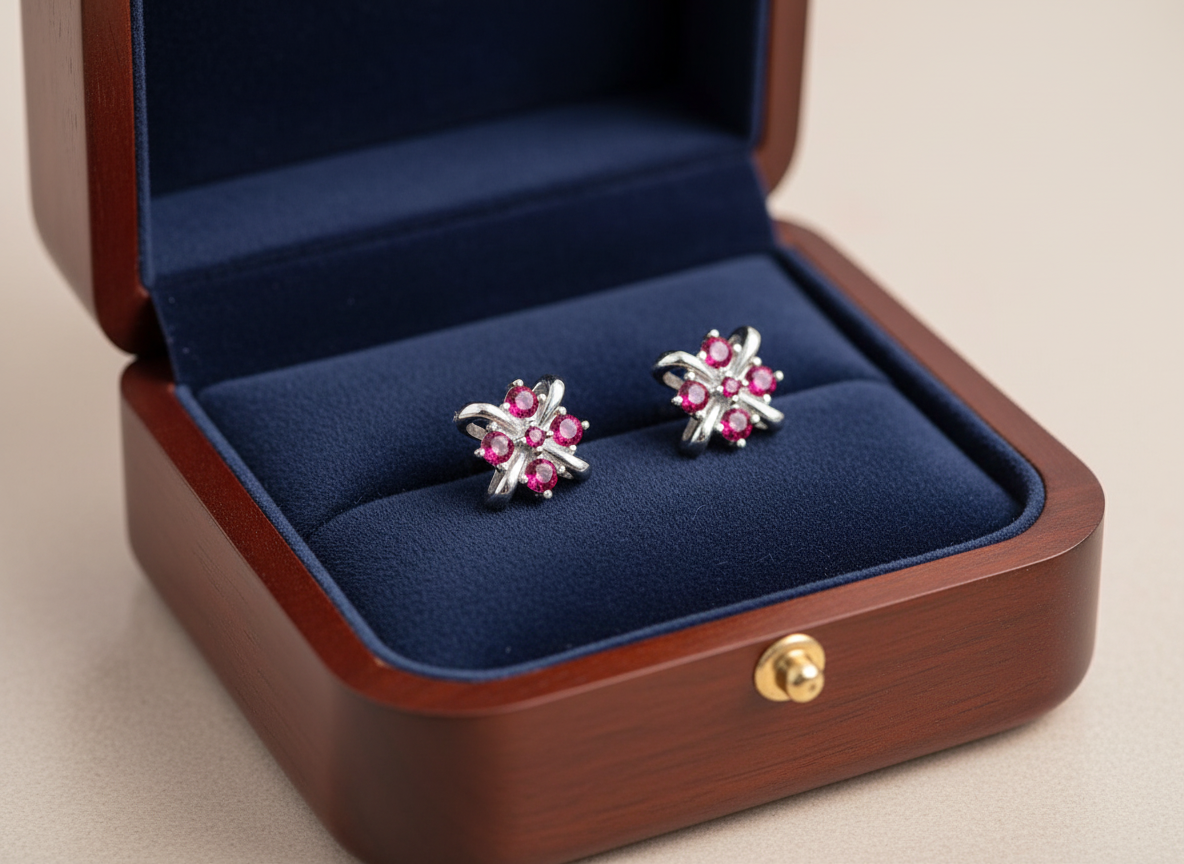 4722 MINET Elegantní stříbrné náušnice s růžovými zirkony
